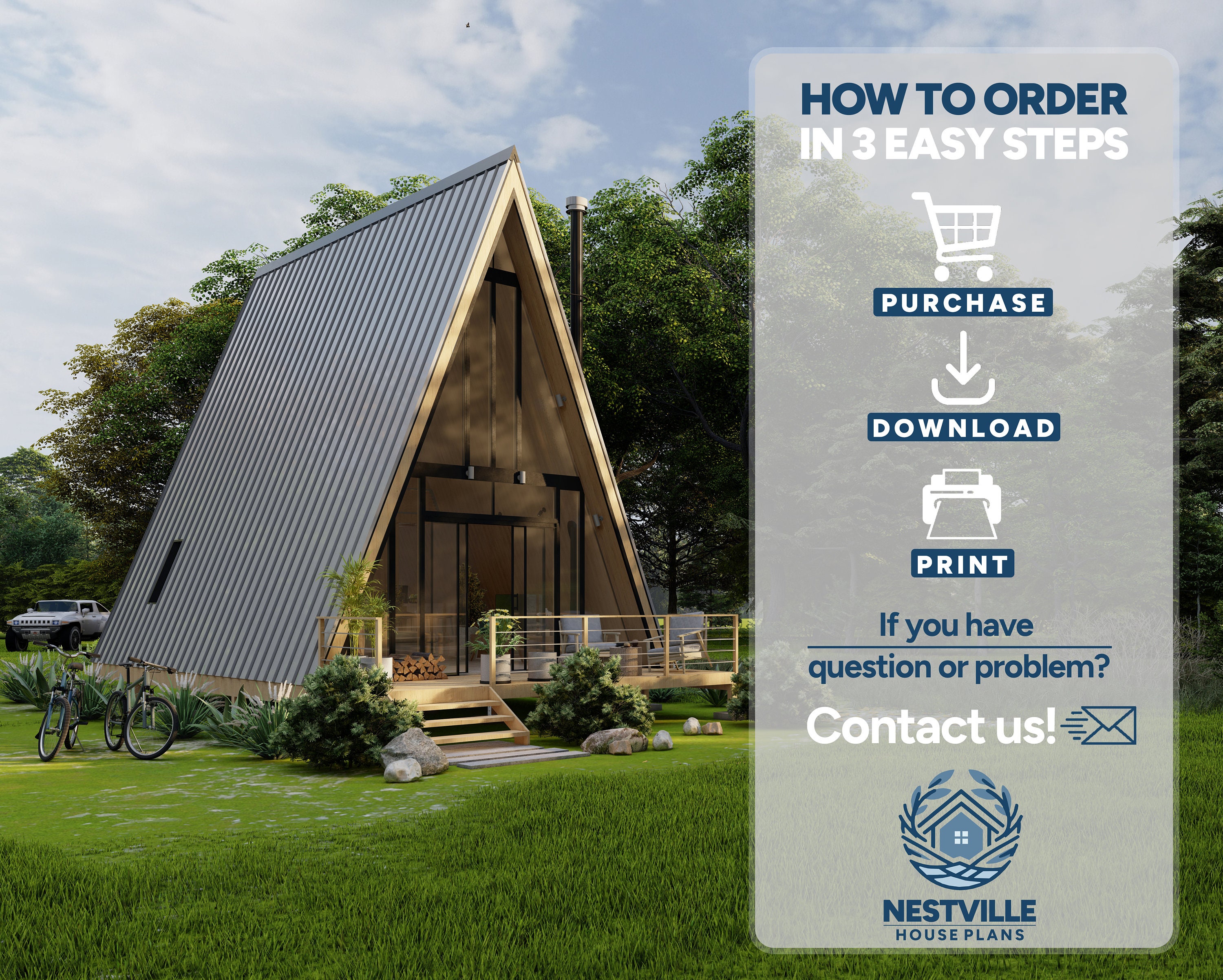 Plans de maison avec ossature en A, Plans de maison modernes, Plans de