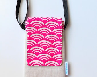 Cell phone pouch, cross-body purse, with two pockets and adjustable strap