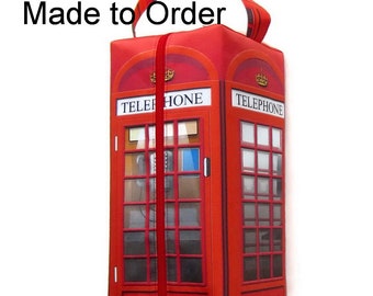 MADE TO ORDER Large British Telephone Box, Boxy Bag
