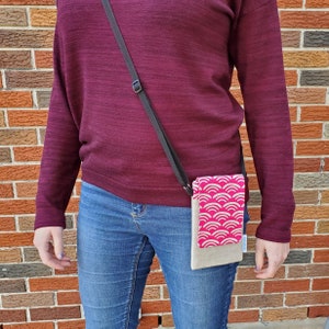 Cell phone pouch, cross-body purse, with two pockets and adjustable strap image 2