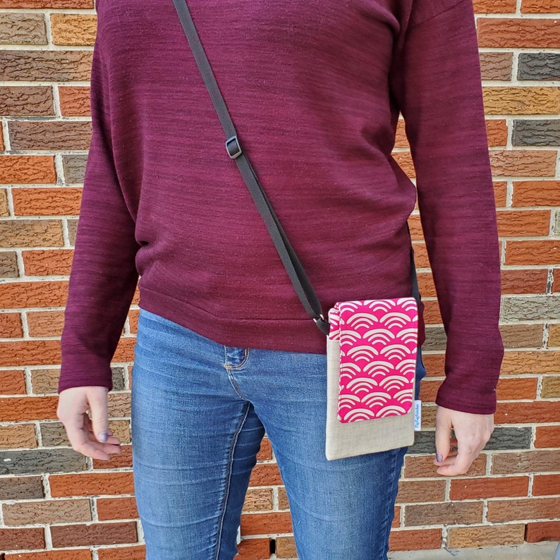 Cell phone pouch, cross-body purse, with two pockets and adjustable strap image 2