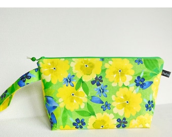 Wedge Bag for a small project, Zippered Knitting Project Bag, Crochet Project Bag - Buttercup