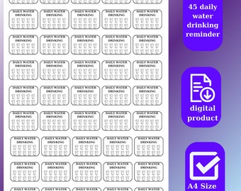 Water Tracker Stickers – 45 Day Hydration Planner (A4 PDF)