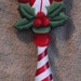 Peppermint-Shaped Key Wooden Christmas Ornament with Snowman PERSONALIZED FREE