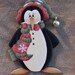 Hand Painted Penguin Wooden Christmas Ornament PERSONALIZED FREE