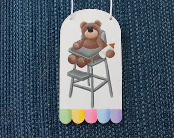 High Chair Teddy Bear Ornament or Shaker Ornament - Decorative Painting Pattern ePacket