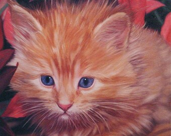 Cat Kitten Painting "Miss October"Original 12 X 12" Oil on Canvas
