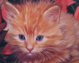 Cat Kitten Painting "Miss October"Original 12 X 12" Oil on Canvas