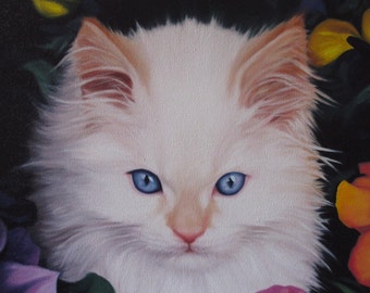 Cat Kitten Painting "Miss April"Original Oil on Canvas