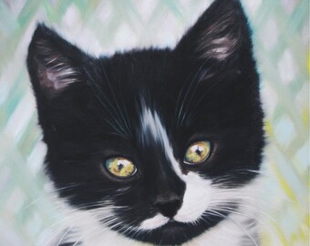 Original 16 X 16" Oil on Canvas Kitten Painting "Lil' Tom"