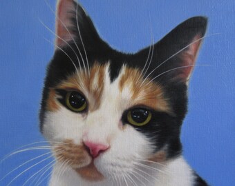 CUSTOM COMMISSION ART Original 12 X 12" Oil on Canvas Cat Pet Portrait