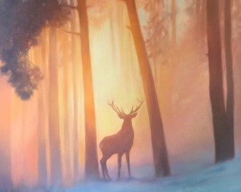 Intoduction Elk in Snow Great Smoky Mountains Giclee Art Print 11 x 14"