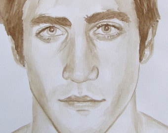 Original Artwork 11 3/4 x 9" Watercolor Portrait Jake Gyllenhaal Fan Art Painting "Jake"