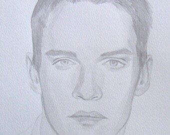Original Artwork 12 x 9" Watercolor Portrait Johnathan Rhys Meyers Fan Art Painting "Jonathan"