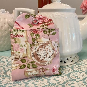 Floral Tea Bag Holder, Fabric Travel Tea Wallet, Organizer Pouch