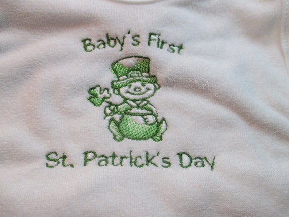 Items similar to Babys First St. Patricks Day Embroidered Bib on Etsy
