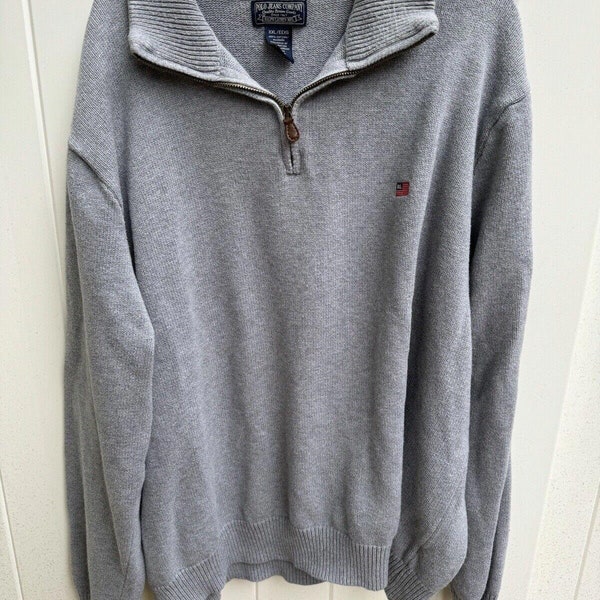 Vintage Polo Jeans Company by Ralph Lauren Men's Gray Quarter Zip Sweater Sz XXL