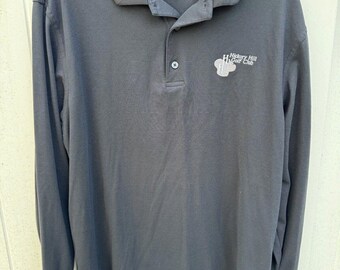 Hickory Hill Golf Country Club GA Black Polo Golf Long  Sleeve Shirt LARGE L EUC