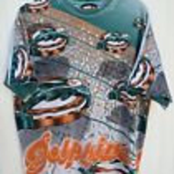 Vintage 1995 Team NFL Miami Dolphins Magic Johnson T’s AOP All Over Print Shirt!