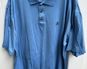 Pebble Beach Golf Performance Shirt Large L Teal Blue 60’s Two-Ply Cotton - EUC