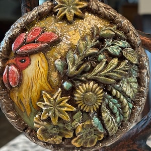 Rooster In Bloom…Handcrafted Bauble/Ornament