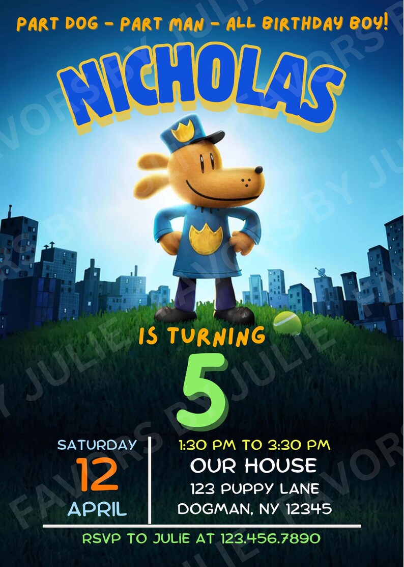 DIGITAL DOWNLOAD- DOGMAN Invitation- Customizable Party Invitation - Etsy