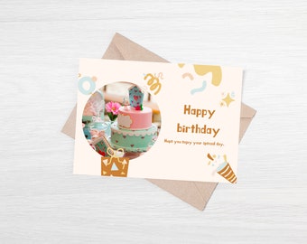 Tarjeta de cumpleaños para niños imprimible, tarjeta de feliz cumpleaños, tarjeta de felicitación linda, tarjeta imprimible, regalo de cumpleaños, regalo para niños, descarga instantánea