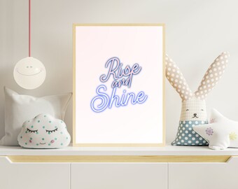 Rise and Shine, Citas inspiradoras para niños, Arte de pared, Impresiones de guardería, Decoración de habitaciones para niños, Citas motivacionales, Citas de arte de pared