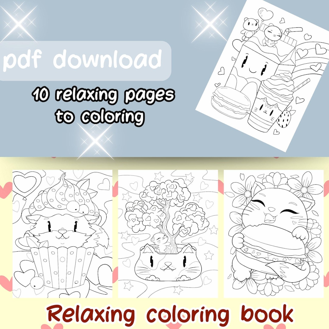 Cute Cat Coloring Page/ Cat Lover Coloring Page / Anais Coloring Combo