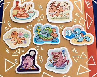 Poke-Summer anime Sticker Set