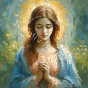 Blessed Virgin Mary Praying | Wall Art | Digital Download | Catholic | Christian Art | Holy Rosary