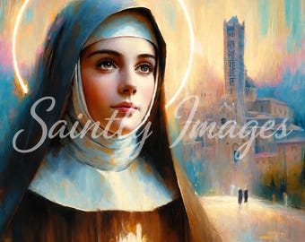 Saint Catherine of Siena Printable Wall Art, Catholic Saint Decor (Digital Download)