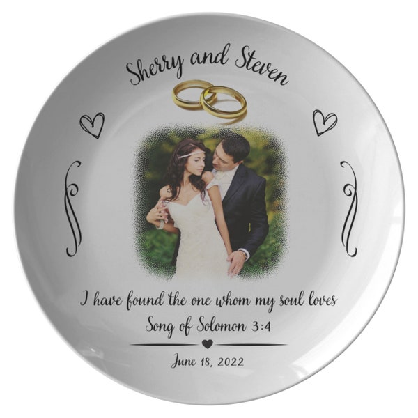 Wedding Plate Personalized Gift Photo Plate With Bible Verse Wedding Gift Plate Bridal Shower Gift Newlywed Gift Serving Plate Cake Plate