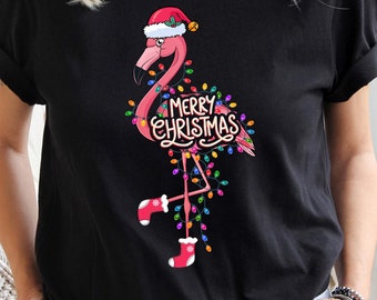 Flamingo Christmas Shirt | Cute Xmas T-Shirt for Family | Holiday Apparel | Fun Christmas Flamingo Tee