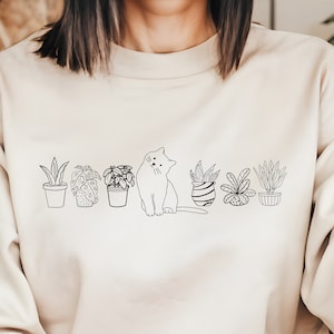Cats and Plants Sweatshirt, Cat Mom Gift, Plant Lover Tee