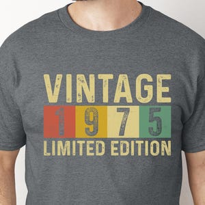 Vintage 1975 Limited Edition Shirt, Retro 70s Birthday Tee, Classic 1975 T-Shirt for Men, Funny 50th Birthday Gift, Retro Graphic Tee