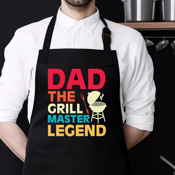 Dad The Grill Master Legend Apron, Dad Apron, Father's Day Gift Apron, Gift for Dad, Bbq Apron for Dad, Grill Master Apron.