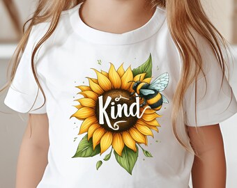 TUPOSU Women's 'Be Kind' Sunflower Inspirational T-Shirt - Soft Tee With Positive Slogans For Teacher, Casual Wear