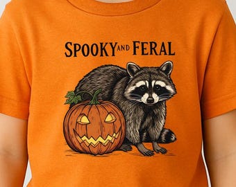 Raccoon Pumpkin Halloween Kids T-Shirt – Spooky Feral Toddler Tee
