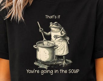 Funny Frog Soup Graphic Tee, Cottagecore Whimsical Toad Shirt.