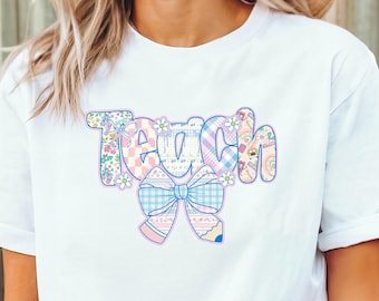 Floral Teach Shirt | Pastel Patchwork Teacher Tee