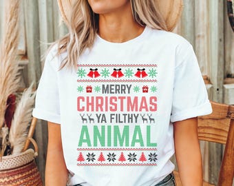 Funny Christmas Shirt: Merry Christmas Ya Filthy Animal Tee