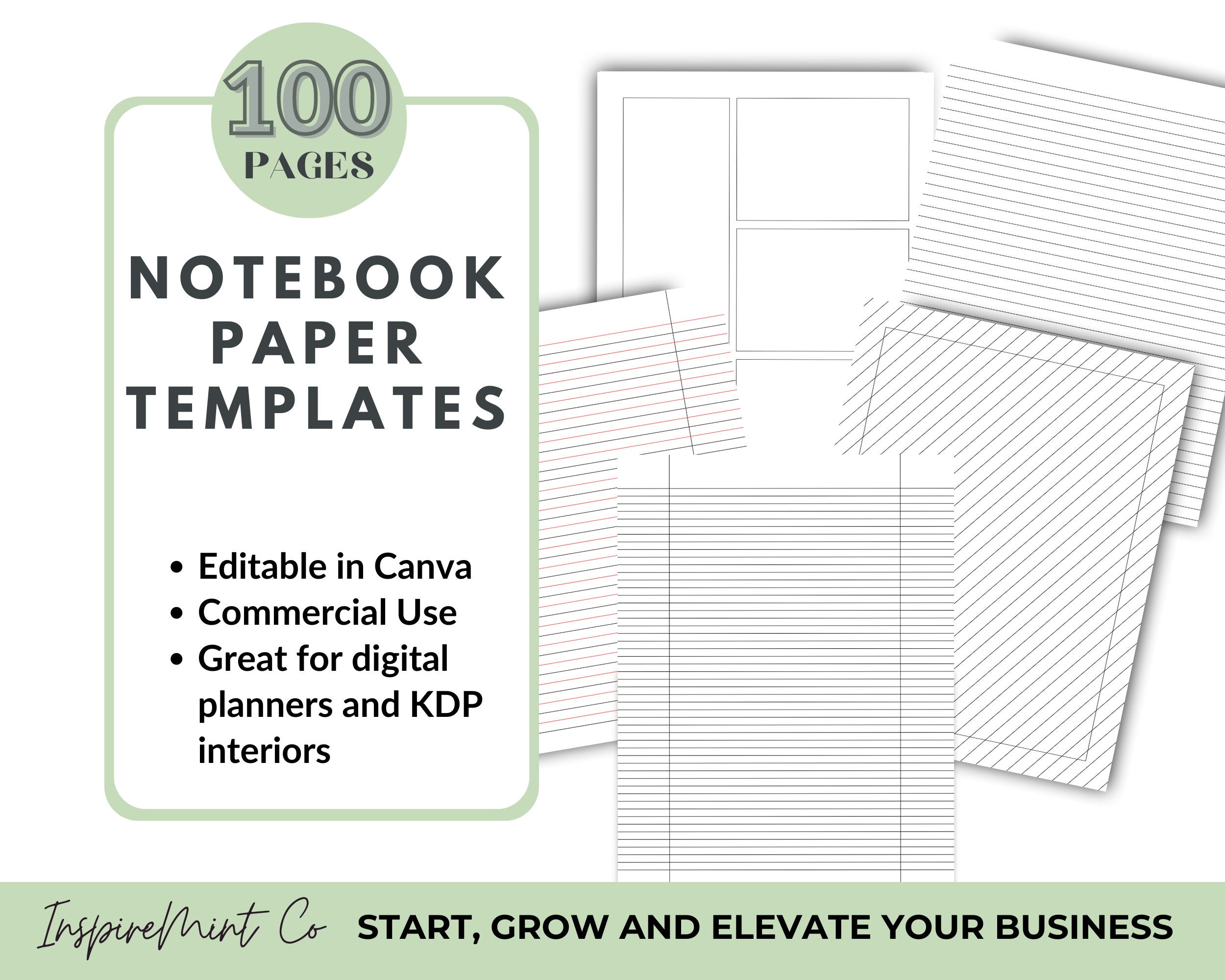 Mega Notebook Paper Bundle KDP Interiors Canva Template, Canva ...