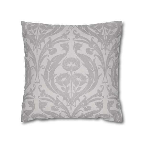 Grey Throw Pillow Cover William Morris Botanical, Vintage Style Decorative Pillow Case 14x14 16x16 18x18 20x20, Home Decor Gift | PW012