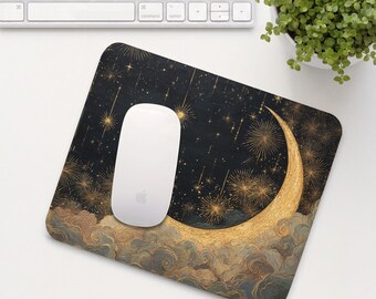 Celestial Moon Mouse Pad, Lunar Mouse Mat, Cute Office Desk Accessory, Aesthetic Calming Home Office Setup, Coworker Gift | MP010