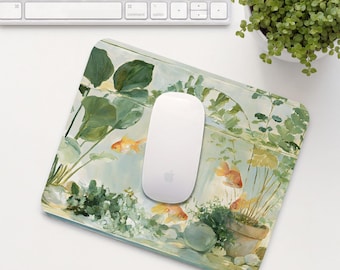 Goldfish Mouse Pad, Fish Tank Mouse Mat, Cute Office Desk Accessory, Aesthetic Calming Home Office Setup, Coworker Gift | MP018