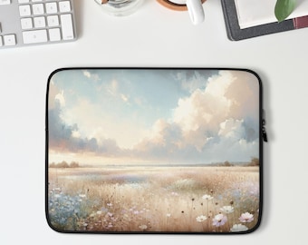 Wildflower Field Laptop Sleeve, Macbook Sleeve for Pro or Air, 13 14 15 inch Laptop Case, Aesthetic Coworker Gift, Student Gift | LS016