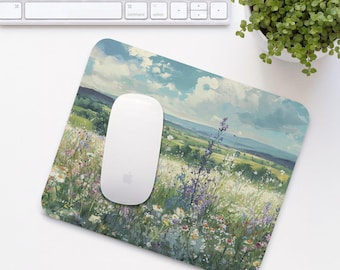 Wildflowers Mouse Pad, Floral Mouse Mat, Cute Office Desk Accessory, Aesthetic Colorful Home Office Setup, Coworker Gift | MP009