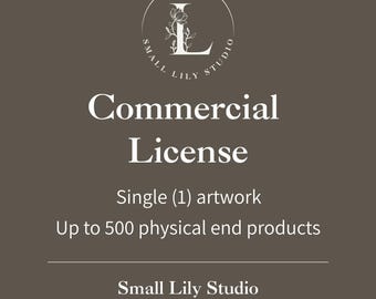 Licencia comercial para 1 obra de arte, hasta 500 productos físicos