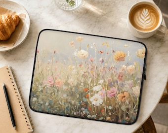 Abstract Flowers Laptop Sleeve, Macbook Sleeve for Pro or Air, 13 14 15 inch Laptop Case, Aesthetic Coworker Gift, Student Gift | LS008